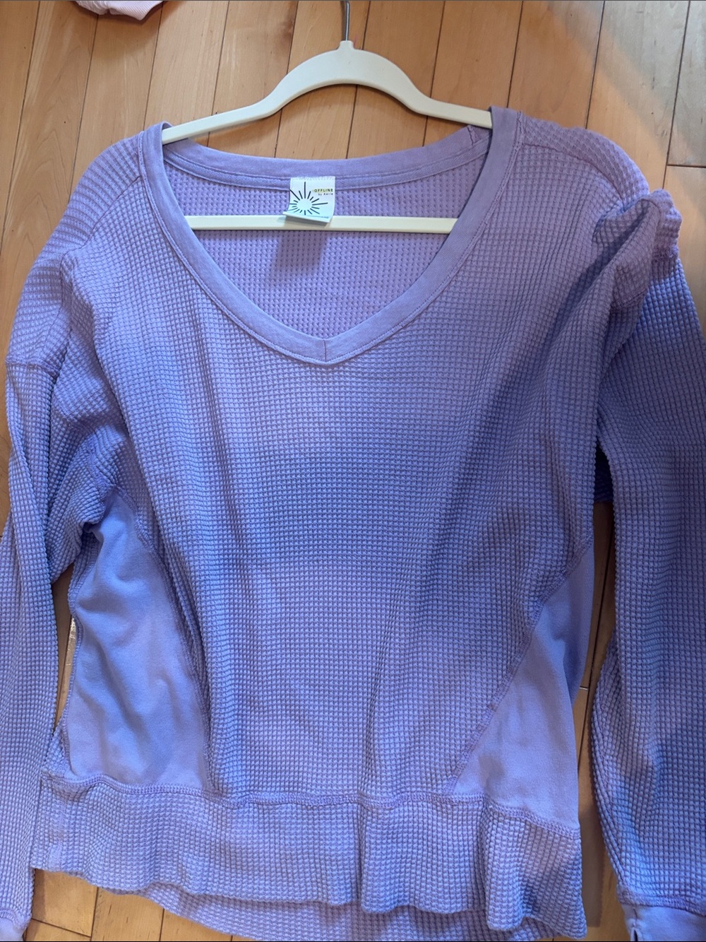 aerie Lavender Waffle-Knit V-Neck Top